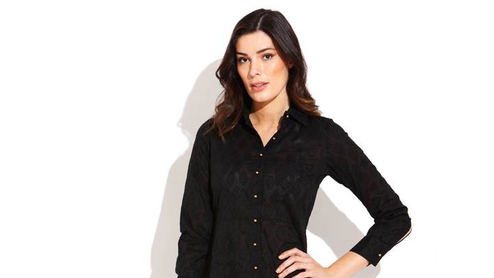 Alice Panikian In Black Shirt Modeling Pose Photoshoot